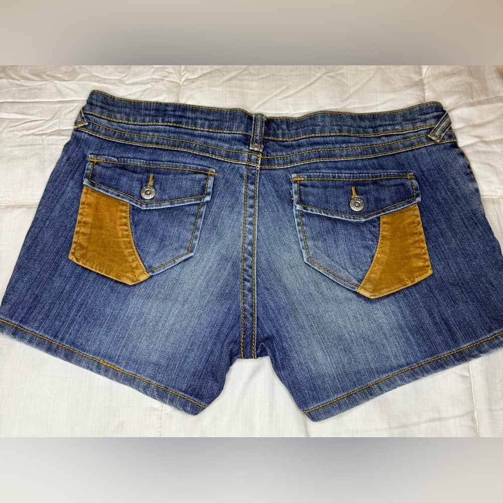 Vintage Y2K 90’s C Pink denim shorts faux suede pockets western cowgirl jr 13